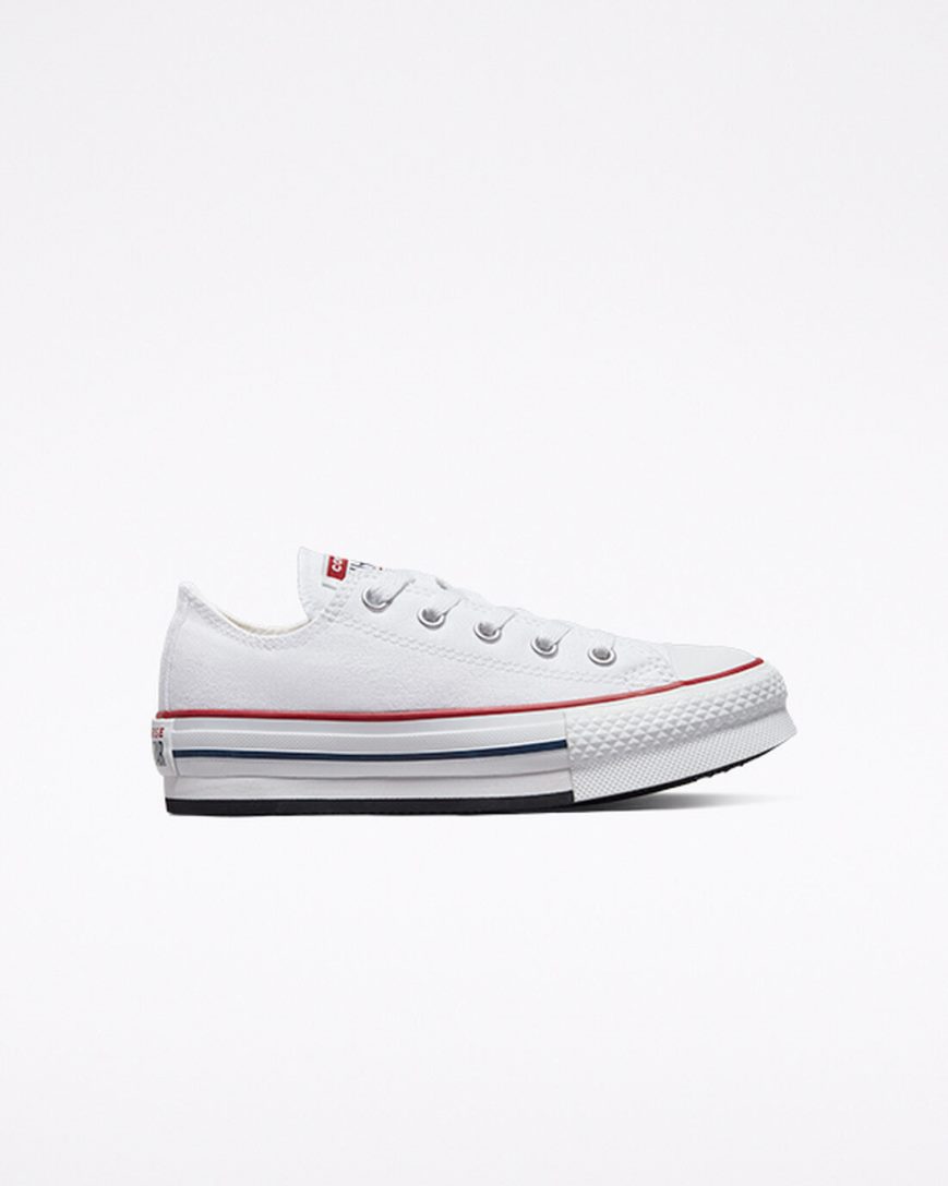 Topanky Na Platforme Converse Chuck Taylor All Star Lift Nizke Dievcenske Biele Tmavo Červené Námornícka Modrá | SK FD11GK6